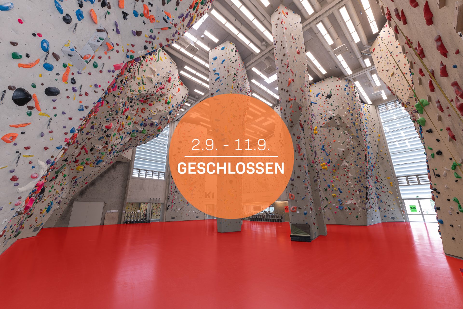 Featured image for “Attention: The indoor lead climbing is closed from 2.9. until 11.9.2024!”