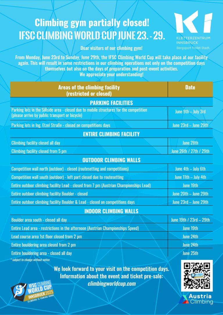Partial Climbing Gym Closures!